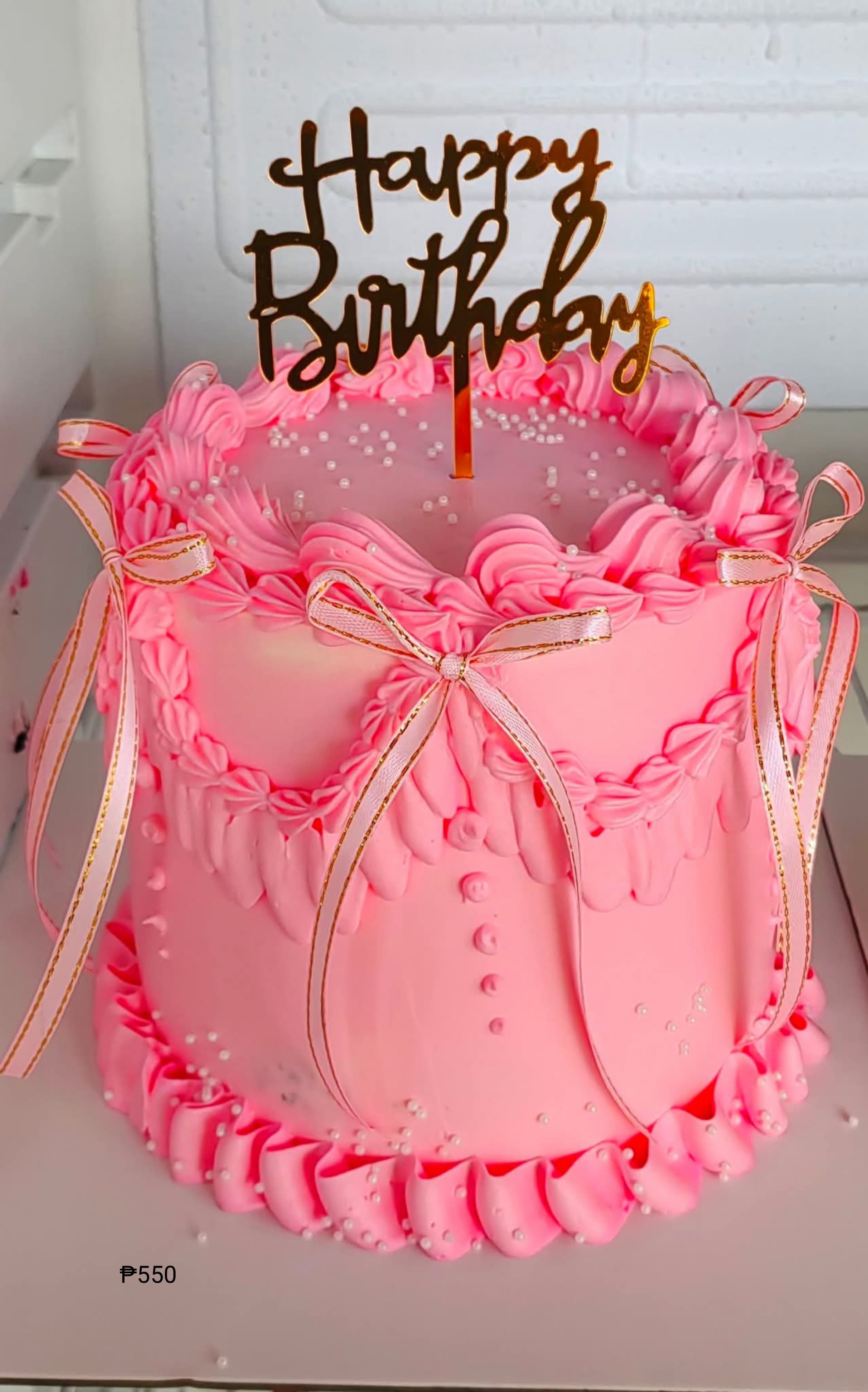 Pink Ribbon Birthday Cake